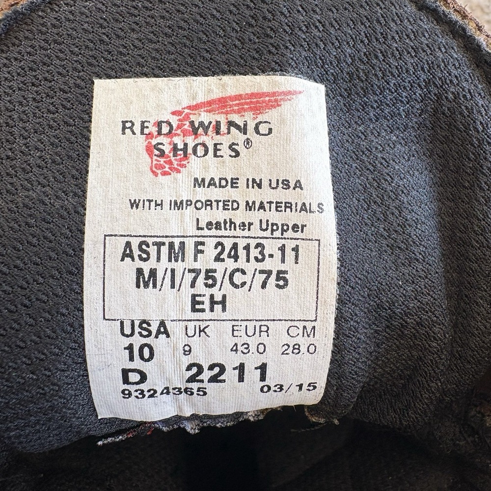 Red Wing 2211 Steel Toe DynaForce Waterproof Work Boots Brown, Sz 10 Made in USA - Picture 6 of 9
